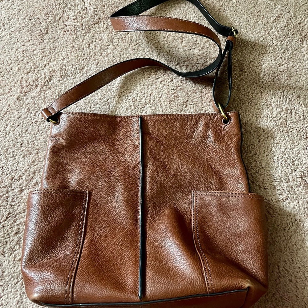Fossil brown leather crossbody